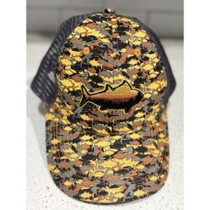 Heybo Fish Orange Gray Camo Camouflage Trucker Mesh Snapback Adjustable Hat Cap